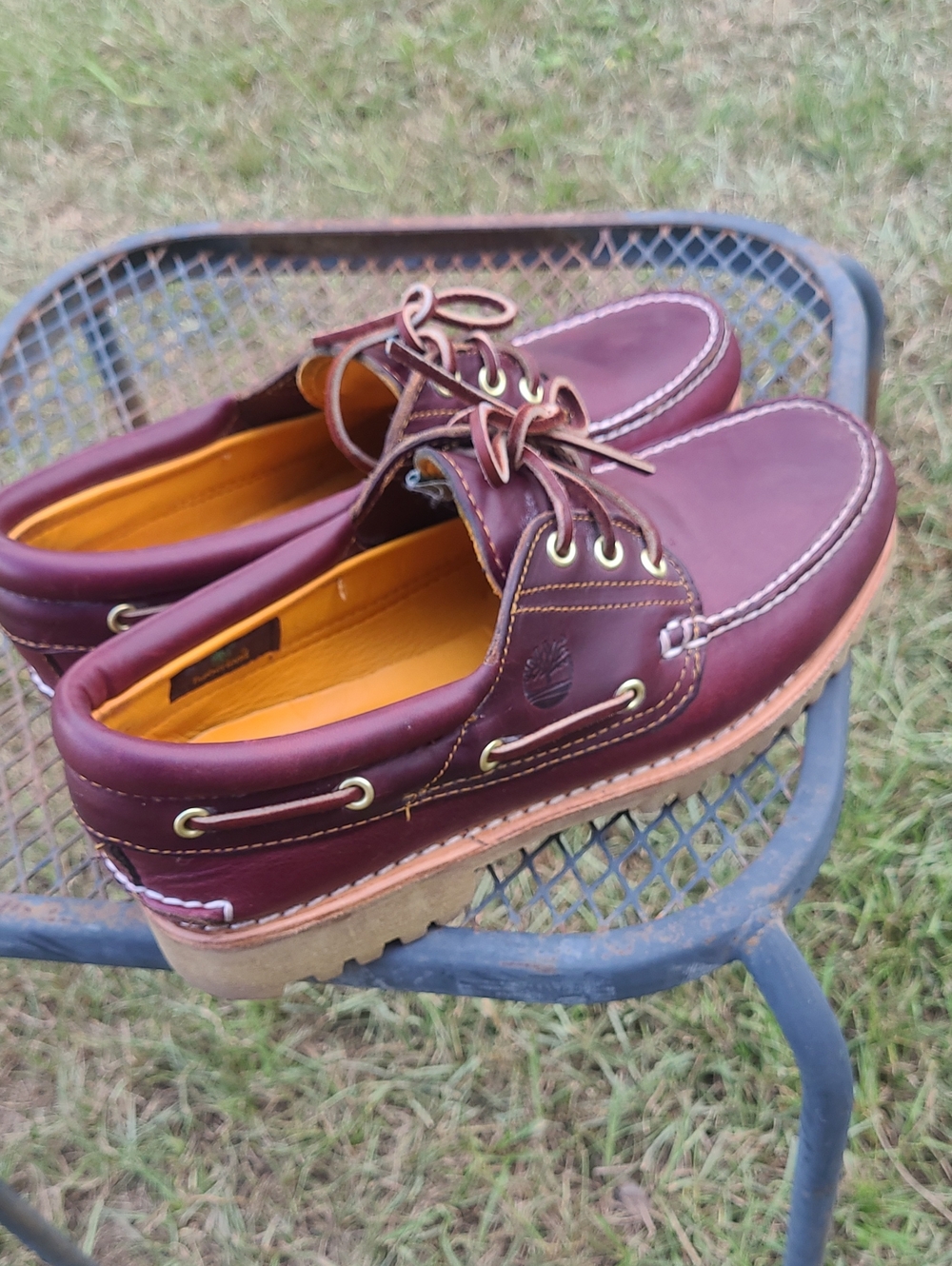 Timberland Men's Brown Leather Boat Shoes with Tan Crepe Sole Size Mens 9.5m
